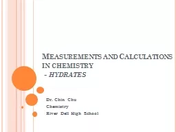 Measurements and Calculations in chemistry