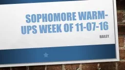 Sophomore warm-ups week of 11-07-16