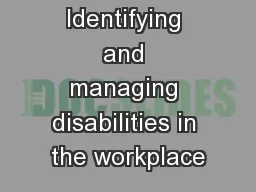 Identifying and managing disabilities in the workplace