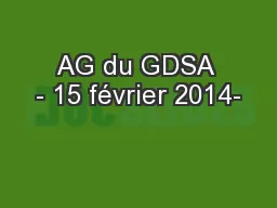 AG du GDSA - 15 février 2014-