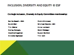 Inclusion, Diversity and Equity @ ESF