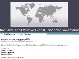 Inclusive and Effective Global Economic Governance: