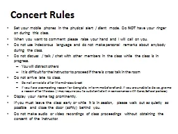 Concert Rules