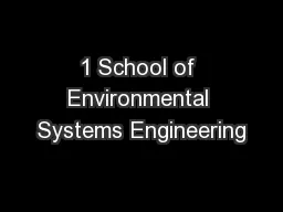 1 School of Environmental Systems Engineering
