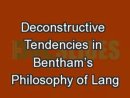 Deconstructive Tendencies in Bentham’s Philosophy of Lang
