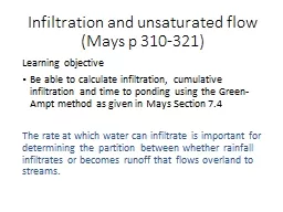 Infiltration and unsaturated flow