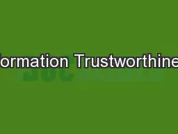 Information Trustworthiness