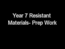 Year 7 Resistant Materials- Prep Work