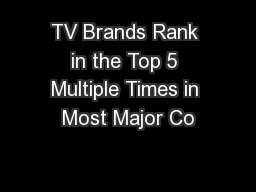 TV Brands Rank in the Top 5 Multiple Times in Most Major Co