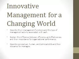 Innovative Management for a Changing World