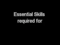 Essential Skills required for