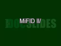 MiFID II/
