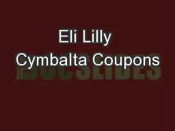 Eli Lilly Cymbalta Coupons