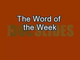 The Word of the Week