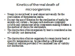 Kinetics of thermal death of microorganisms