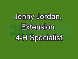 Jenny Jordan, Extension 4-H Specialist