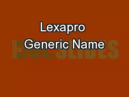 Lexapro Generic Name