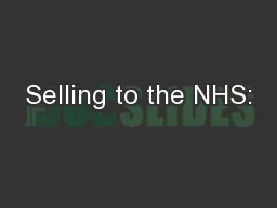 Selling to the NHS: