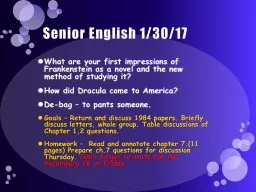 Senior English 1/30/17