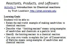 Reactants, Products, and Leftovers
