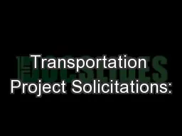 Transportation Project Solicitations: