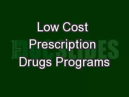 Low Cost Prescription Drugs Programs
