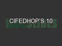 CIFEDHOP’S 10