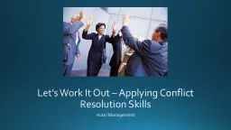 Let’s Work It Out – Applying Conflict Resolution Skills