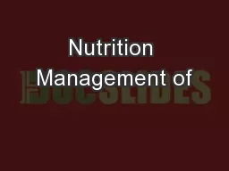 Nutrition Management of