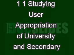 1 1 Studying User Appropriation of University and Secondary