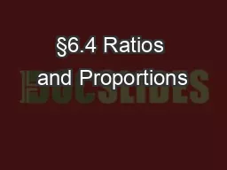 §6.4 Ratios and Proportions