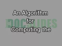 An Algorithm for Computing the
