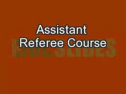 Assistant Referee Course