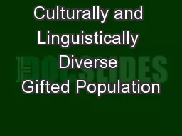 Culturally and Linguistically Diverse Gifted Population