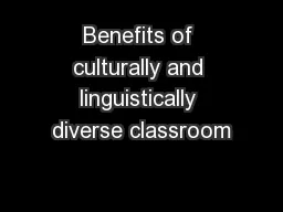 Benefits of culturally and linguistically diverse classroom