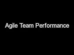 Agile Team Performance