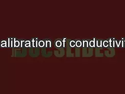 c alibration of conductivity