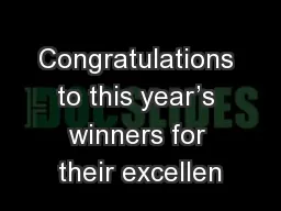 Congratulations to this year’s winners for their excellen