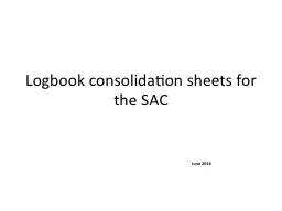 Logbook consolidation sheets for the SAC