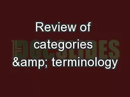 Review of categories & terminology