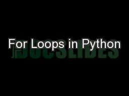 For Loops in Python