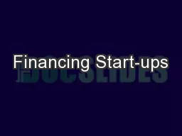 Financing Start-ups