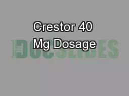 Crestor 40 Mg Dosage
