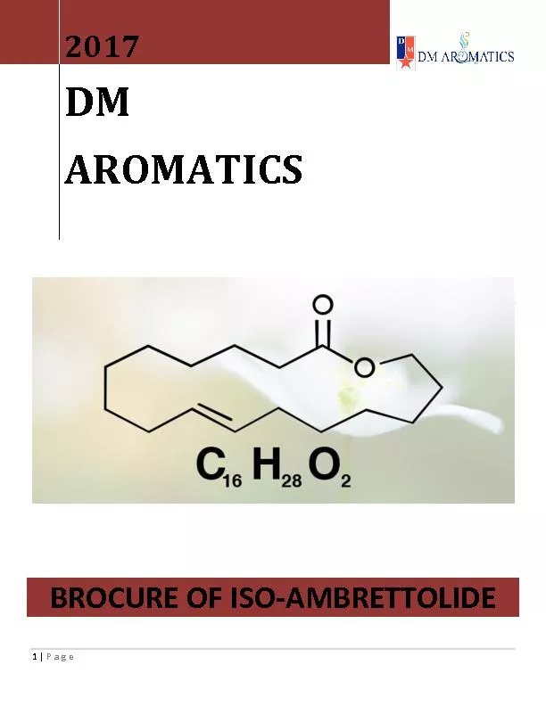 DM AROMATICS Brochure of ISO Ambrettolide