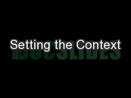 Setting the Context