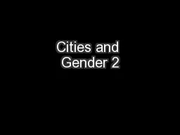 Cities and Gender 2