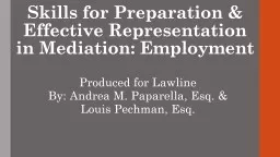 Skills for Preparation & Effective