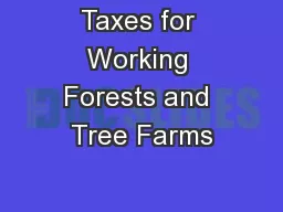 Taxes for Working Forests and Tree Farms
