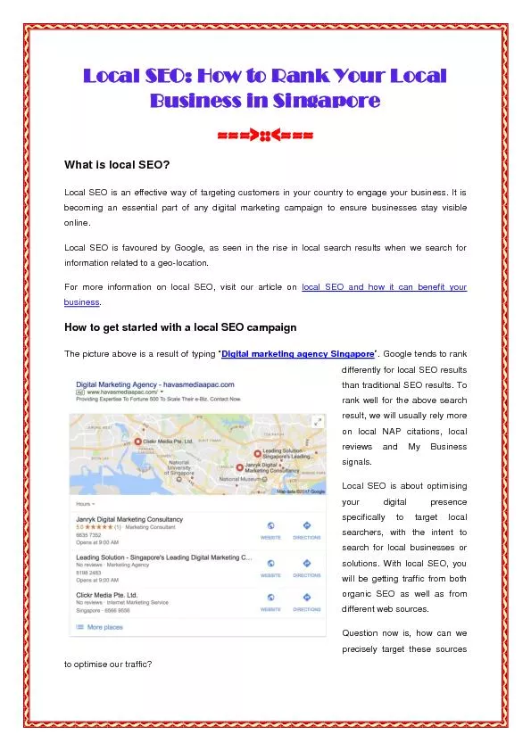 How to Rank Your Local Business in Singapore