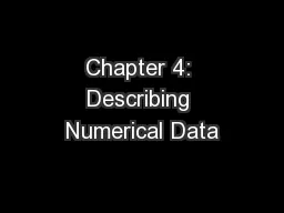 Chapter 4: Describing Numerical Data
